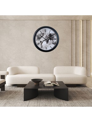 ALK Siyah Atlas 60 x 60 cm Metal Duvar Saati