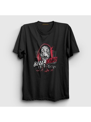 Presmono Unisex Siyah Bella Ciao La Casa De Papel T-Shirt