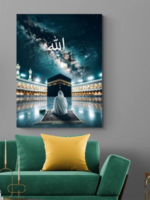 Moontime Alaçatı Kabe Dua Kanvas Tablo Ev Duvar Salon Ofis Hediyelik Dekarasyon Süsü Ölçü Seçiniz :)