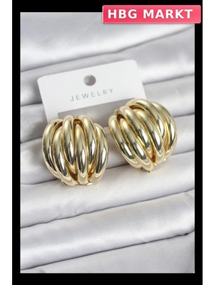 HBG Markt Mey Ithalat® Pirinç Gold Renk Vintage Kadın Küpe