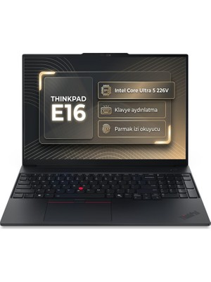 Lenovo Thinkpad E16 Gen 3 Intel Core Ultra 5 226V 16GB 1tb SSD 16" Wuxga Freedos Laptop, Notebook 22AY0035TX 001