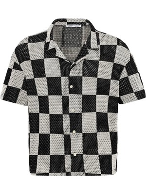 S13 Store Oversize Kare Desenli Triko Gömlek