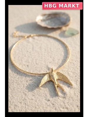 HBG Markt Kırlangıç Model Gold Renk Pirinç Kadın Choker Kolye