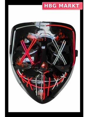 HBG Markt Mey Ithalat® Işıklı LED Maske Parti Eğlence Maskesi Hallowen Neon Maske