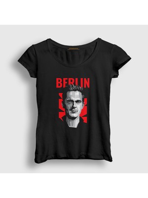 Presmono Kadın Siyah Berlin La Casa De Papel T-Shirt