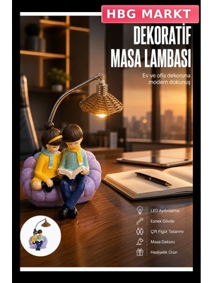 HBG Markt Romantik Çift Temalı Dekoratif Masa Lambası