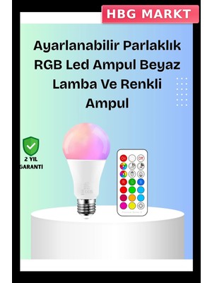 HBG Markt Mey Ithalat® Rgbw Teknolojili Akıllı LED Ampul, Zamanlayıcılı