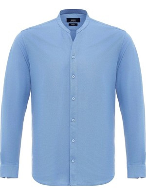 S13 Store Erkek Hakim Yaka Uzun Kollu Slim Fit Gömlek