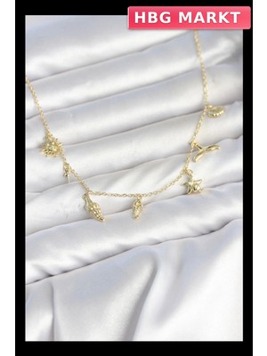 HBG Markt Pirinç Minimal Deniz Konsept Kadın Kolye 45CM Gold
