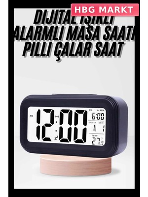 HBG Markt Mey Ithalat® Dijital Işıklı Alarmlı Çalışma Masası Ekran Pilli Çalar Saat