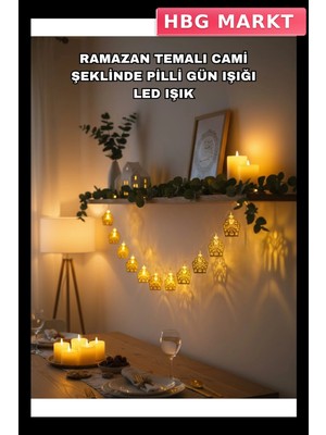 HBG Markt Ramazan ve Bayram Süslemeleri Için LED Dekoratif Işık Zinciri Cami Figürlü