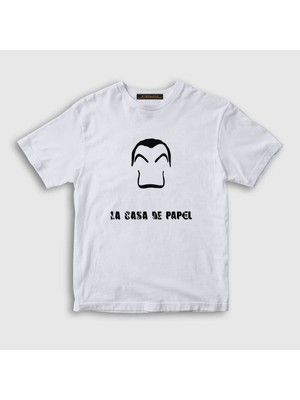 Presmono Unisex Çocuk Beyaz Dali La Casa De Papel T-Shirt