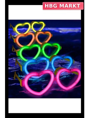HBG Markt Mey Ithalat® Glow Kalpli Fosforlu Gözlük 6’lı Renkli Set – Neon Parti