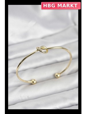 HBG Markt Mey Ithalat® Düğüm Model Pirinç Gold Renk Kadın Bileklik
