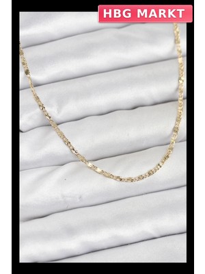 HBG Markt Mey Ithalat® cm 14K Gold Renk Lazer Ince Zincirli Kadın Kolye
