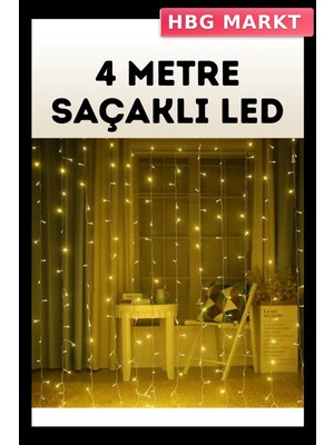 HBG Markt Mey Ithalat® 4 Metre Şelale Perde LED Işık Dış Mekan Iç Mekan Uyumlu