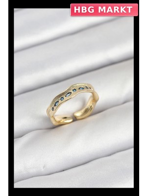 HBG Markt Mey Ithalat® Pirinç Gold Renk Zirkon Taşlı Vintage Kadın Yüzük
