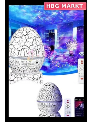 HBG Markt Mey Ithalat® Bluetooth Hoparlör Dinozor Yumurtası Gece Masa Lambası Projektör