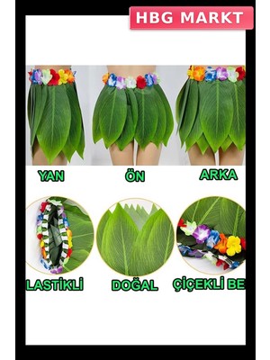 HBG Markt Mey Ithalat® Tropikal Esintili Hawaii Yapraklı Parti Eteği Çocuk Boy