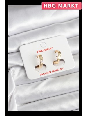 HBG Markt Mey Ithalat® 14K Gold Renk Kaplama cm Kadın Küpe