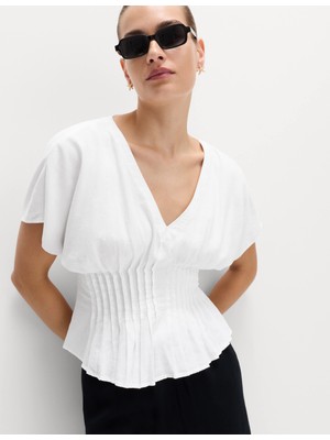 Marks & Spencer Keten Karışımlı Detaylı Bluz