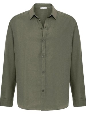 S13 Store Basic Oversize Uzun Kollu Keten Gömlek