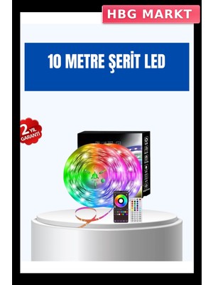 HBG Markt Mey Ithalat® Sese Duyarlı 10M Smart Şerit LED Ios Android Kontrollü Rgb Işık
