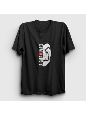 Presmono Unisex Siyah Mask V2 La Casa De Papel T-Shirt