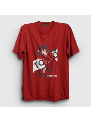 Presmono Unisex Kırmızı Tokyo La Casa De Papel T-Shirt