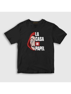 Presmono Unisex Çocuk Siyah La Casa De Papel T-Shirt