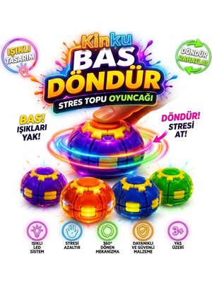 Kinku Led Işıklı Bas Döndür Stres Topu Stres Giderici Mekanizmalı Renkli Fidget Spinner Spinball Top Oyuncak