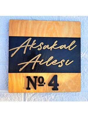 Asitan Psacraft Kişiye Özel Kapı Numarası Ev Hediyesi 21 x 19 cm Ahşap 30 x 30