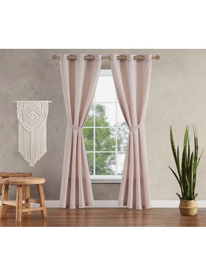 Asitan Groovy Dokulu Çiçekli Şal Desenli Üst Düzey Karartma Perdeler | 2 Panel ve 2 Perde Bağı | Giz