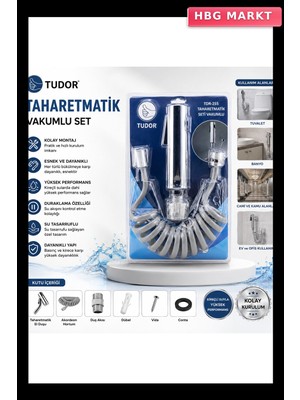 HBG Markt Krom Taharatmatik Seti Taharatmetik El Duşu- Hortum - Mafsal Vakumlu Set (5647)