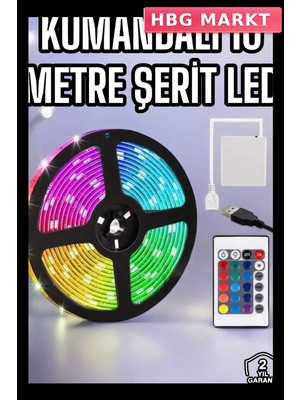 HBG Markt Mey Ithalat® Smart Şerit LED Tv Arkası Renkli Kumandalı 10 Metre