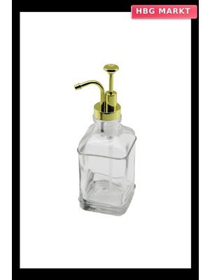HBG Markt Kare Cam Şişe Şeffaf Sıvı Sabunluk 500ML Pompa Musluk Ayrık Model Başlı