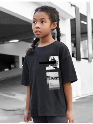 Tarz Yeri Çocuk Unisex Baskılı T-Shirt - Siyah