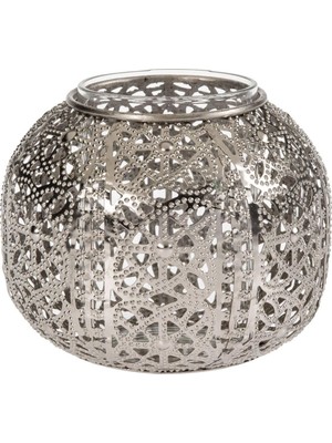 Asitan Paşabahçe Ajur Metal Tealight Mumluk S, Silver, Dekoratif
