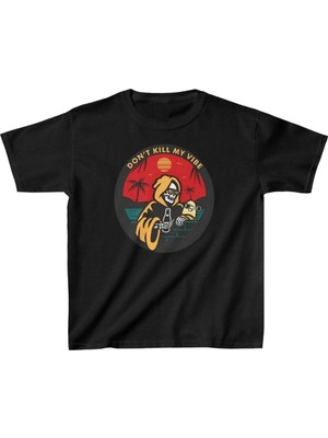 Tarz Yeri Çocuk Unisex Baskılı T-Shirt - Siyah