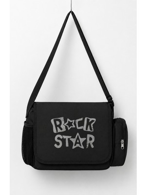 Fuddy Moda Unisex Rock Star Baskılı Postacı Çantası