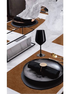 Goccia Home 6'lı Kadife Dokulu Servis Peçetesi Camel