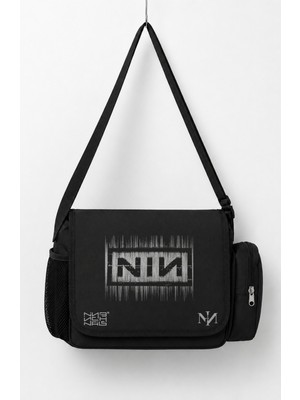 Fuddy Moda Unisex Rock Band Nine Inch Nails Nın Logo Baskılı Postacı Çantası