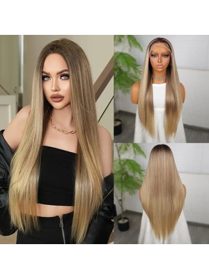 Melonika Kumral Dore Sarı Ombreli Fiber Sen Tül Peruk