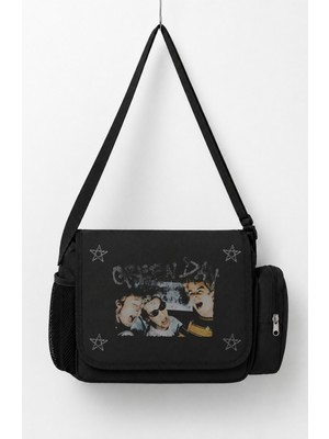 Fuddy Moda Unisex Rock Band Green Day Four Star Baskılı Postacı Çantası