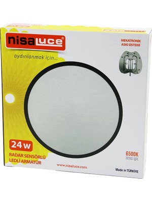 Akıllı Bayi Nisaluce EAMP-106/B 24W Radar Sensörlü Ledli Armatür Beyaz Çerçeve Mekatronik Askı Sistemi
