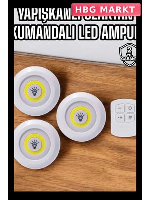 HBG Markt Mey Ithalat® Mutfak Dolap Altı Işığı Uzaktan Kumandalı Yapışkanlı Kablosuz Pilli