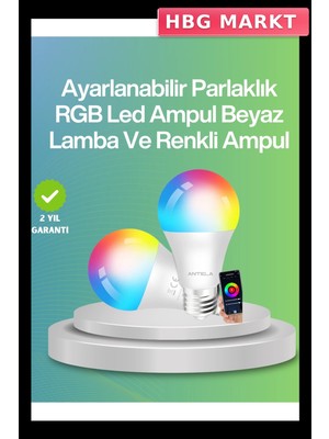 HBG Markt Mey Ithalat® 9 Watt Beyaz Işık ve Renk Ayarlı Akıllı LED Ampul