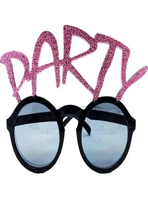 Melonika Party Yazılı Simli Pembe Renk Parti Gözlüğü 15X7 cm