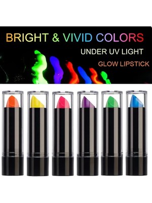 Melonika Karanlıkta Parlayan Yanan Uv Neon Ruj Yüz Boyama 6 Adet 6 Renk