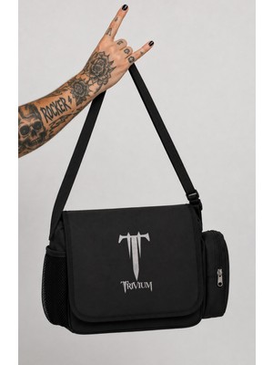 Fuddy Moda Unisex Rock Band Trivium Logo Baskılı Postacı Çantası